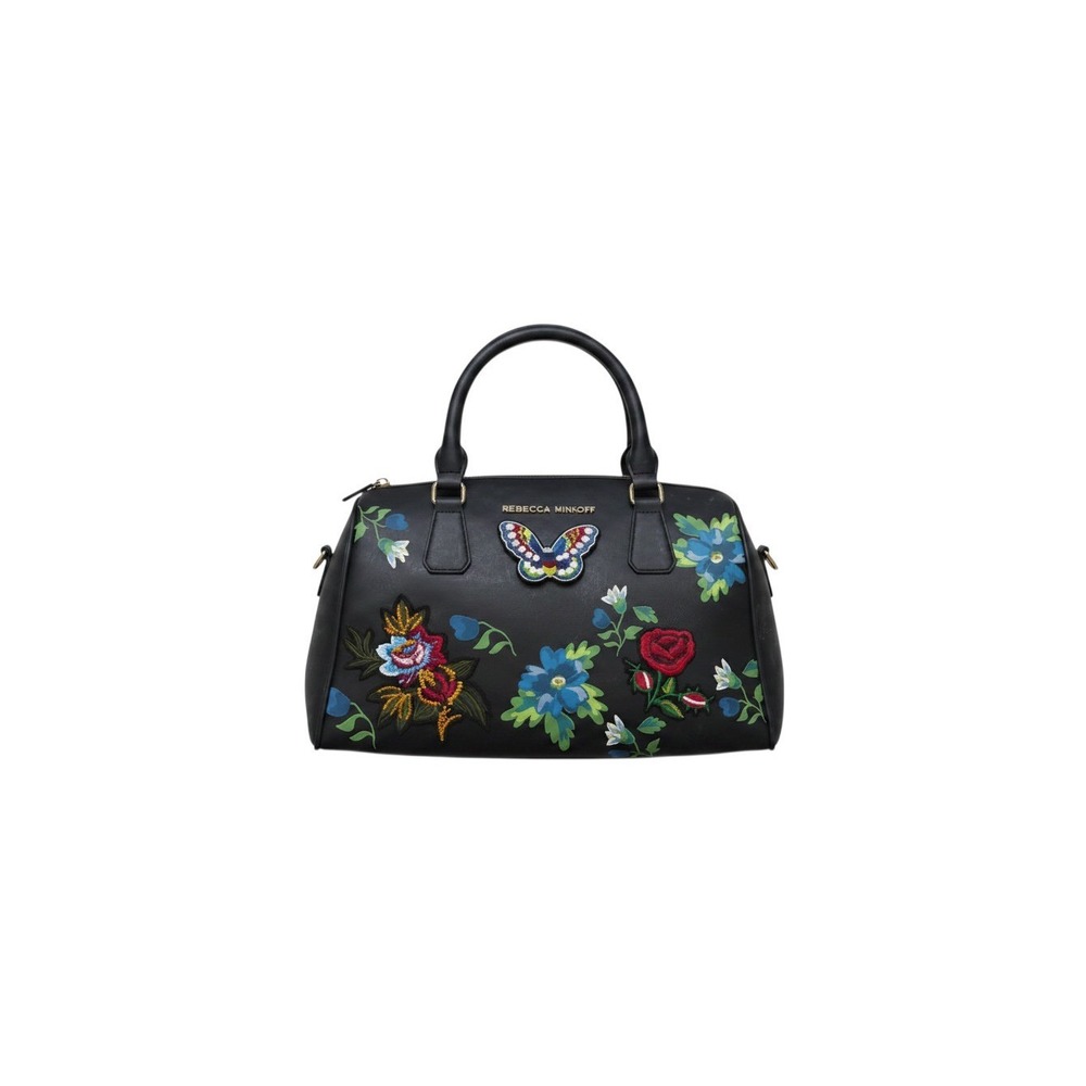 Christian Siriano Satchel Bag Womens Medium Black NWT Floral Butterfly Embroider